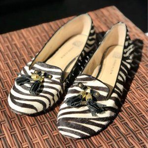 Anne Klein Zebra Print Calf Hair Leather Loafers
